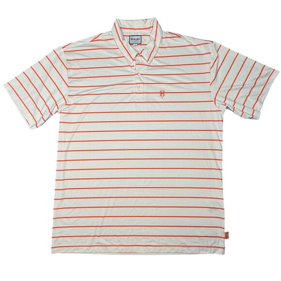 Heybo Outdoors - Mens Large Polo - White and Orange Strip - Picture 3 of 7